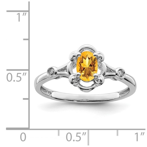 925 Sterling Silver Citrine (November Birthstone) & Diamond Ring Size 10 - Picture 2 of 5